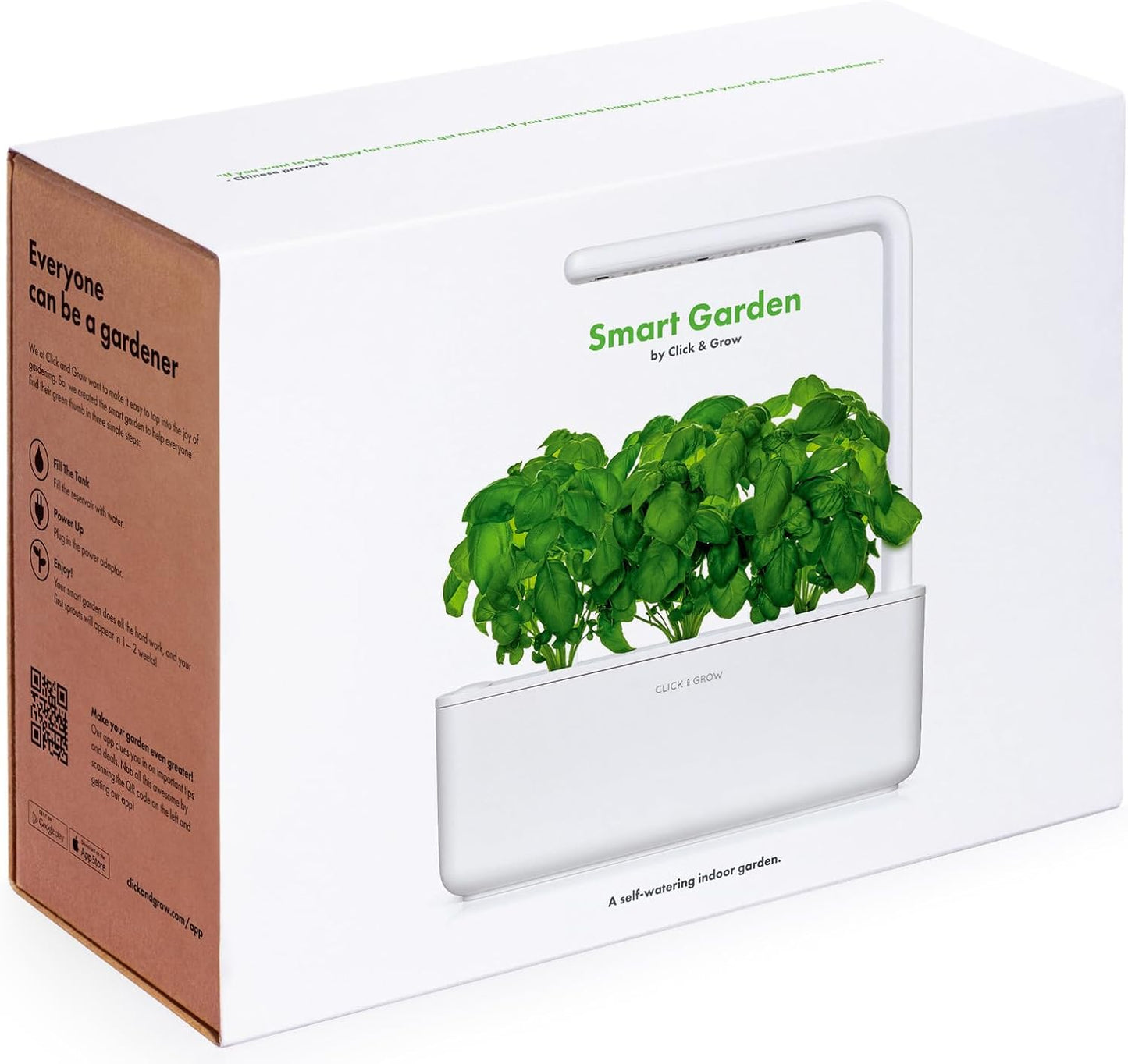Click & Grow Indoor Herb Garden Kit with Grow Light | Smart Garden for Home Kitchen Windowsill | Easier than Hydroponics Growing System | Vegetable Gardening Starter (3 Basil Pods Included), Beige