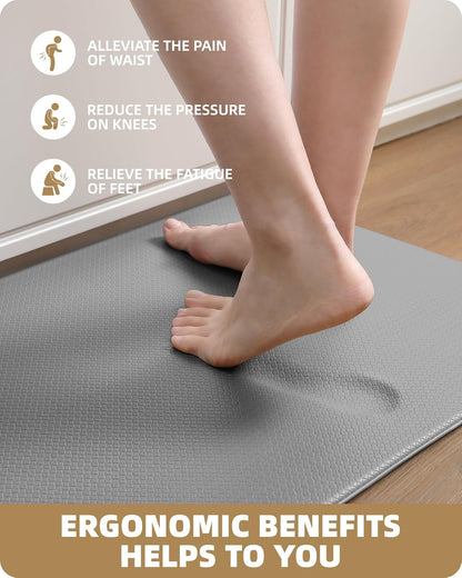 Color G Kitchen Rugs, Kitchen Rug Set 2 Piece Kitchen Runner Rug Kitchen Floor Mat, Cushioned anti Fatigue Kitchen Mat Non Skid Waterproof Comfort Standing Kitchen Rug, 17"X29"+17"X59", Grey