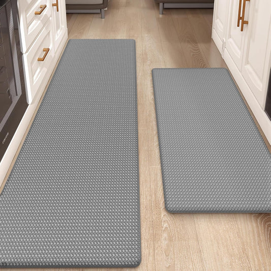Color G Kitchen Rugs, Kitchen Rug Set 2 Piece Kitchen Runner Rug Kitchen Floor Mat, Cushioned anti Fatigue Kitchen Mat Non Skid Waterproof Comfort Standing Kitchen Rug, 17"X29"+17"X59", Grey