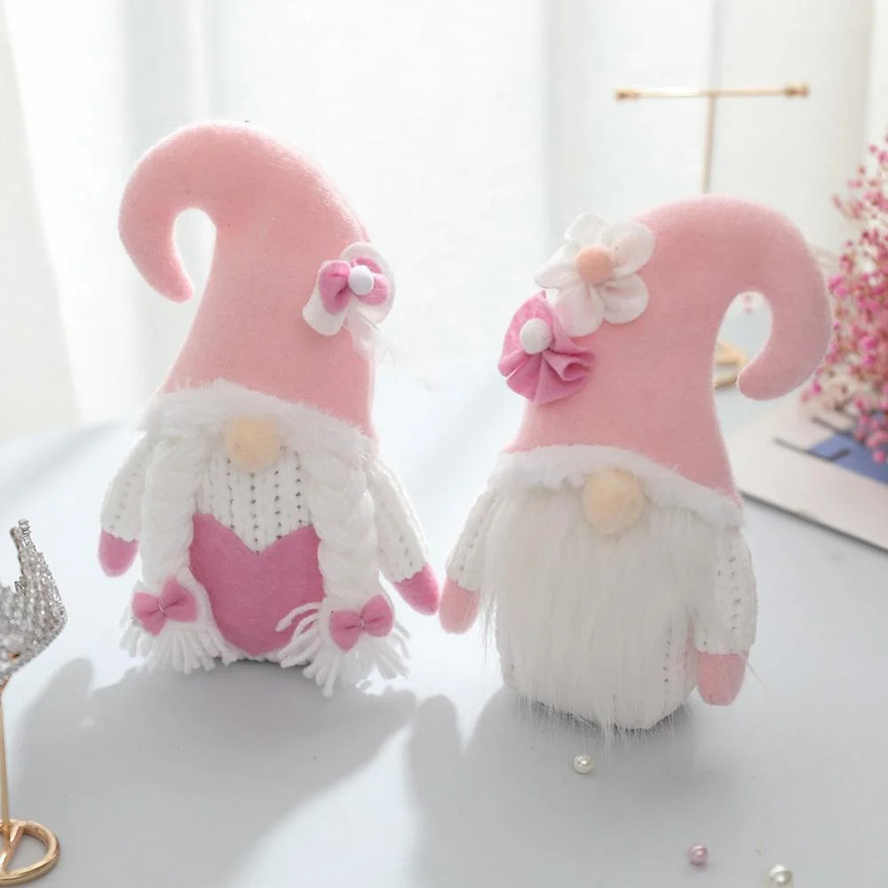 1Pc Valentines Plush Decorations - Valentines Day Mrs Handmade Swedish Tomte Decor - Valentines Home Table Elf Decor Ornaments Gift