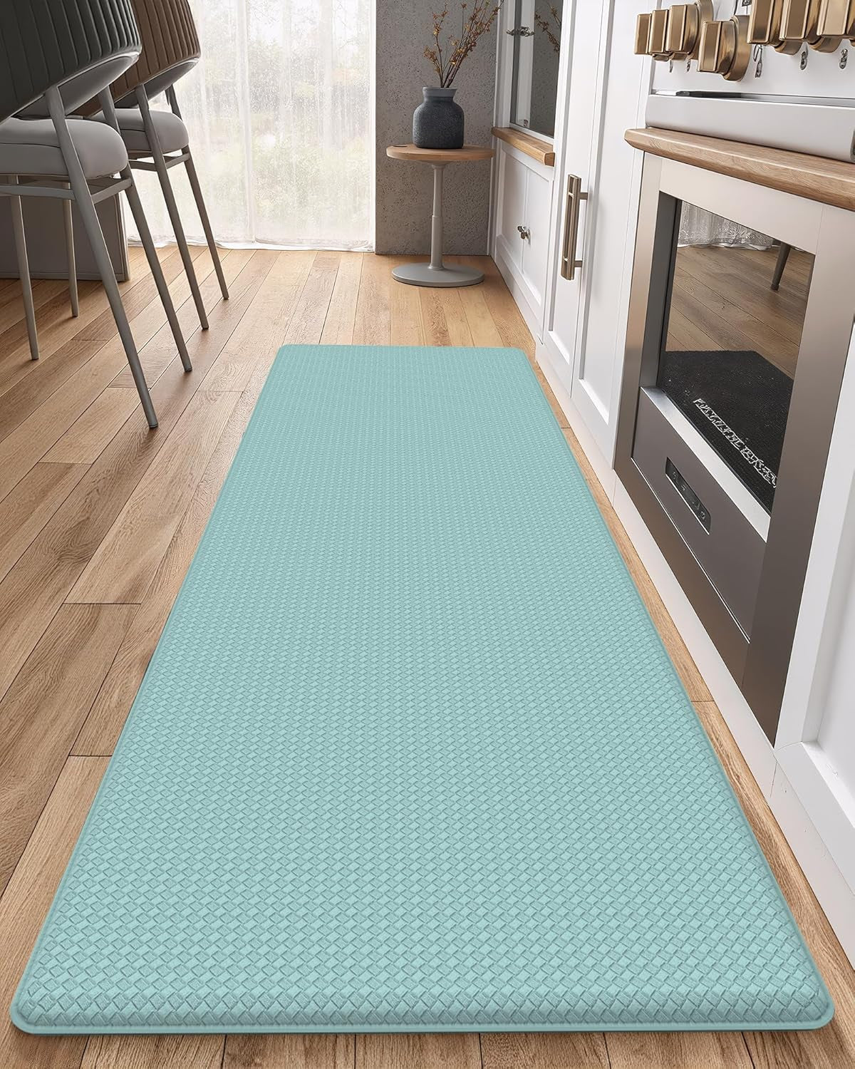 Color G Kitchen Rugs, Kitchen Runner Rug Kitchen Floor Mat, Cushioned Anti-Fatigue Kitchen Mat, Non Skid Waterproof Comfort Standing Kitchen Rugs and Mats, Memory Foam Kitchen Mat, 17"X59", Teal