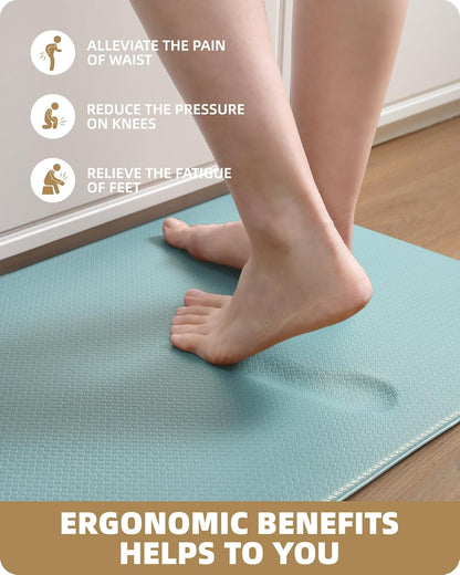 Color G Kitchen Rugs, Kitchen Runner Rug Kitchen Floor Mat, Cushioned Anti-Fatigue Kitchen Mat, Non Skid Waterproof Comfort Standing Kitchen Rugs and Mats, Memory Foam Kitchen Mat, 17"X59", Teal