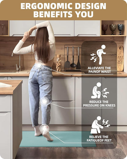 Color G Kitchen Rugs, Kitchen Runner Rug Kitchen Floor Mat, Cushioned Anti-Fatigue Kitchen Mat, Non Skid Waterproof Comfort Standing Kitchen Rugs and Mats, Memory Foam Kitchen Mat, 17"X59", Teal